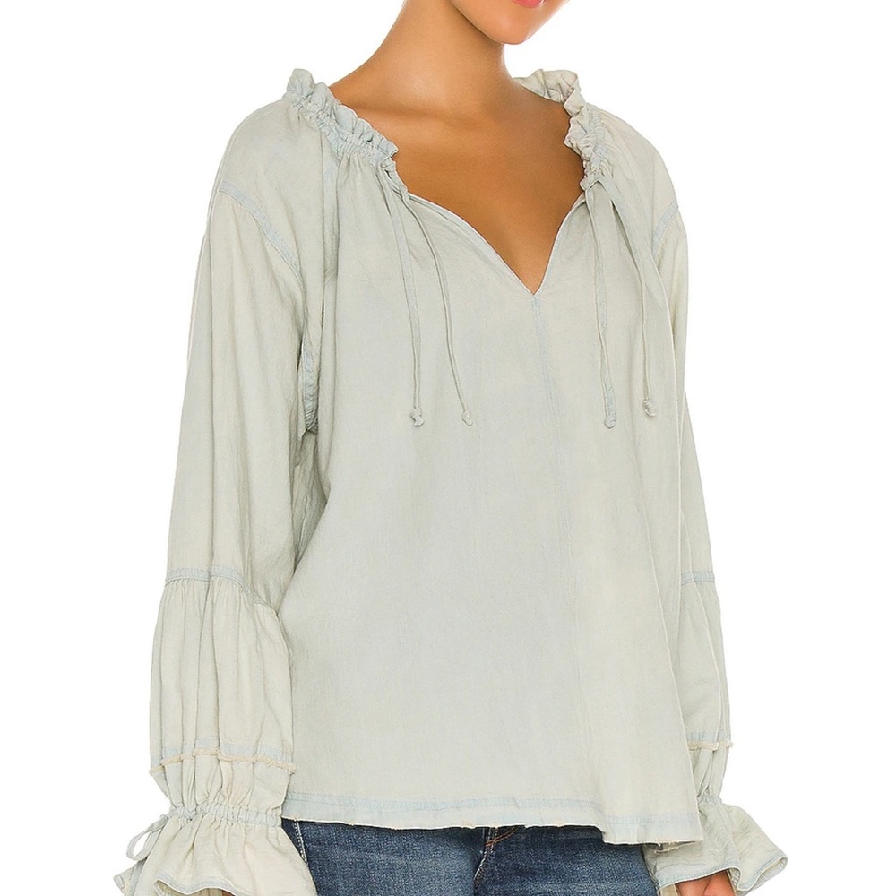 Alpine Denim Top In Washed Out Indigo
